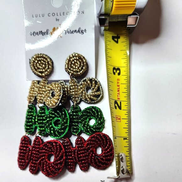 Dangle Earrings Christmas festive party Ho Ho Ho Beaded Holiday womens Jewelry - Picture 4 of 4